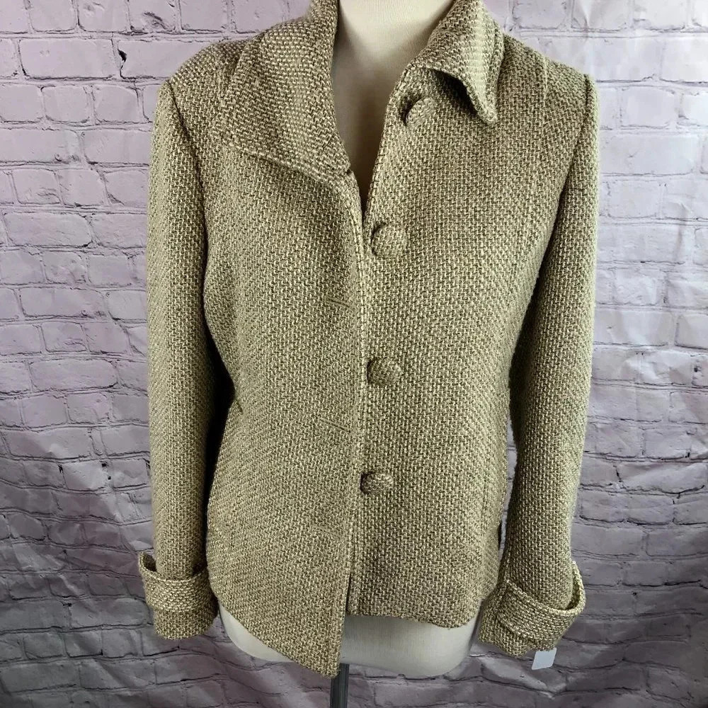 Chico's gold beige jacket blazer ladies (Chico's size 0) small 4